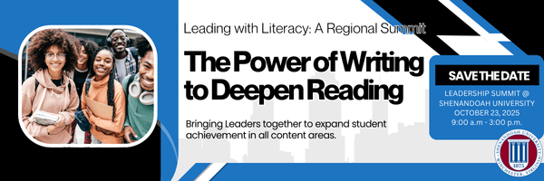 Website banner advertising the Leading with Literacy Regional Summit October 23, 2025 9:00 am to 3:00 pm